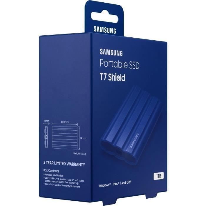 Disque SSD Externe - SAMSUNG - T7 Shield - 1 To - USB 3.2 Gen 2 (USB-C connector) (MU-PE1T0R/EU)