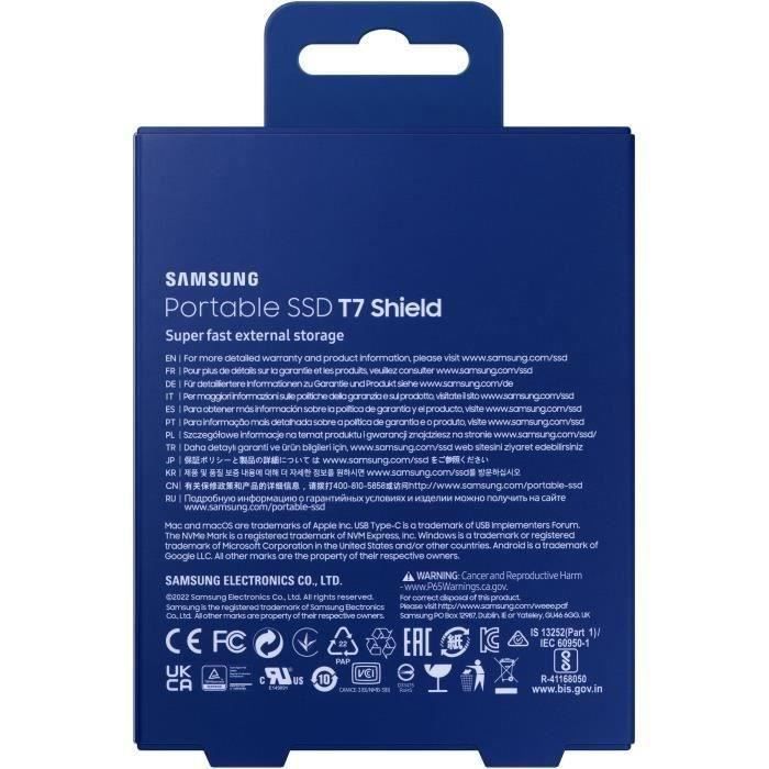 Disque SSD Externe - SAMSUNG - T7 Shield - 2 To - USB 3.2 Gen 2 (USB-C connector) (MU-PE2T0R/EU)