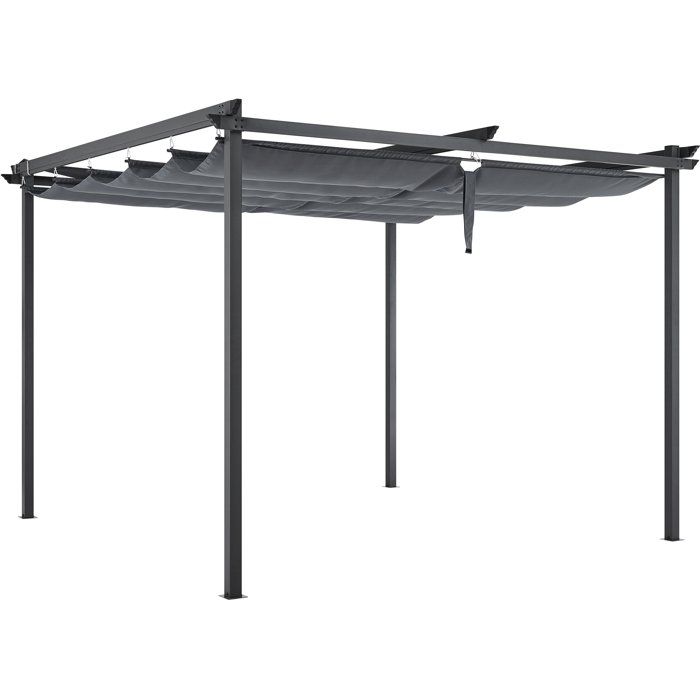 Pergola KIBA 3x3 m avec toit rétractable en acier et toile grise