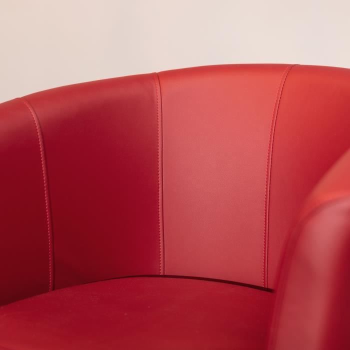 Fauteuil cabriolet Simili rouge - L 59 x P 63 x H 77 cm - ARCADE