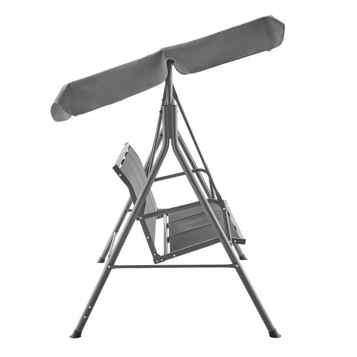 Balancelle avec structure en acier - 3 places - Victoria - Gris Anthracite