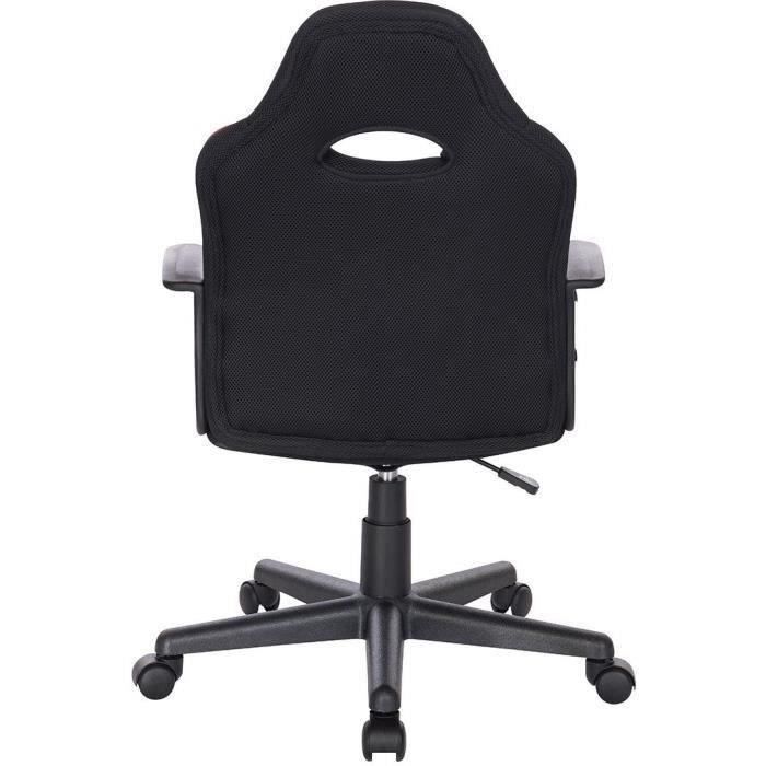 TERRY Chaise de bureau gaming ajustable - Simili Noir - L 56 x P 60 x H 92/102 cm