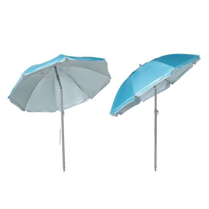Parasol plage inclinable - Ø 180 cm - Pied vrille - Turquoise