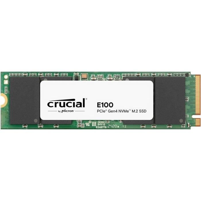 SSD interne - CRUCIAL - E100 - 1 To - PCIe Gen4 NVMe M.2 - Jusqu'a 5000 Mo/s