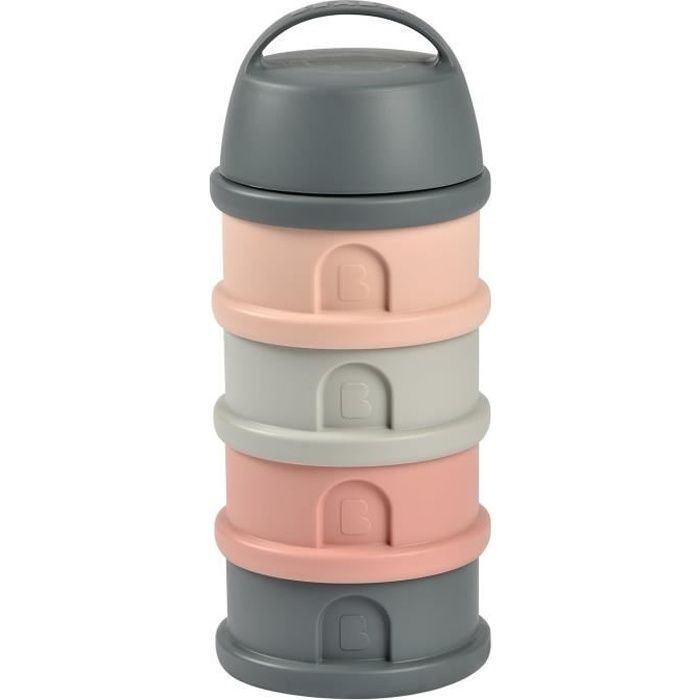 Beaba, scatola di dosser, 4 compartimenti, grigio minerale / rosa