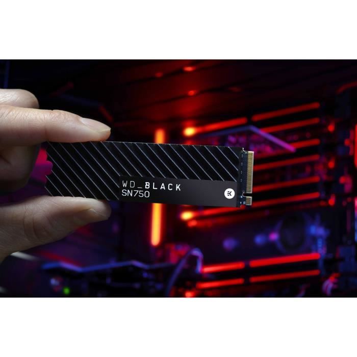 WD Black™- Disque SSD Interne - SN750 - 500Go - M.2 NVMe (WDS500G3XHC-00SJG0) avec dissipateur thermique