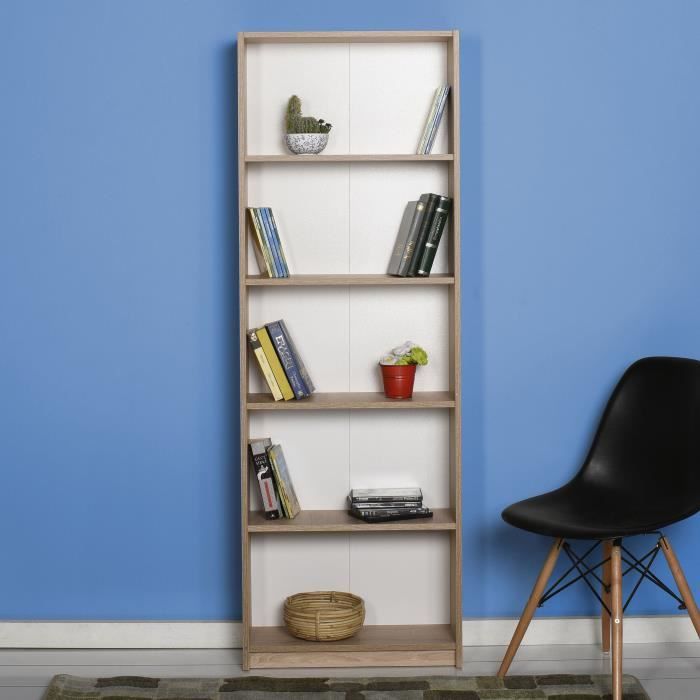 Bibliotheque avec étageres - 4 tablettes - chene - L 58xP 23xH 170 cm