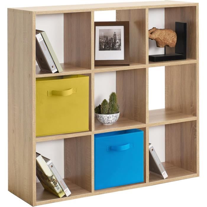 Meuble de rangement MIXCLUB 9 cases - Décor chene - L 91x P 30 x H 91 cm