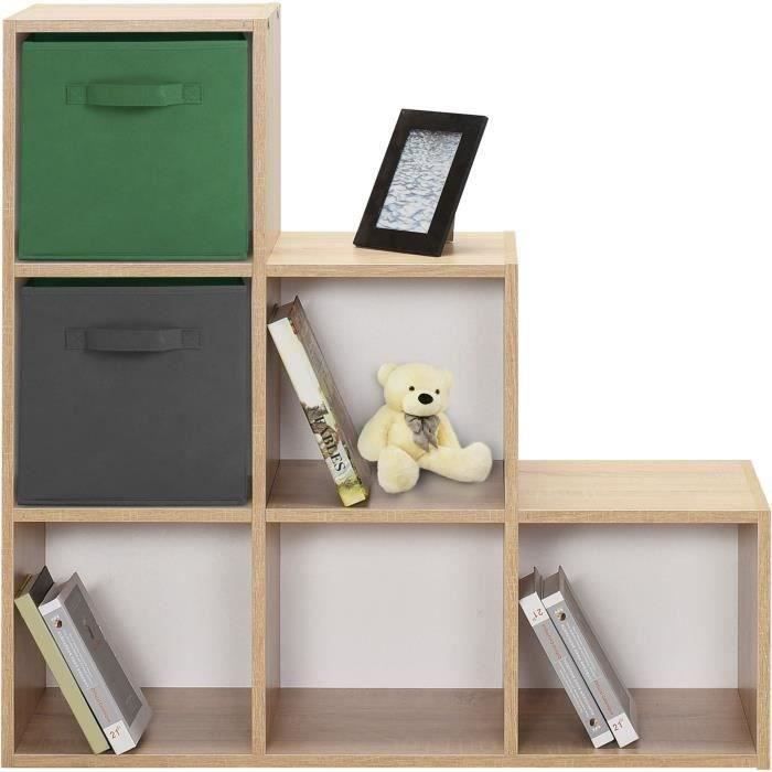 Meuble de rangement MIXCLUB 6 cases escalier- Décor chene - L 91x P 30 x H 91 cm