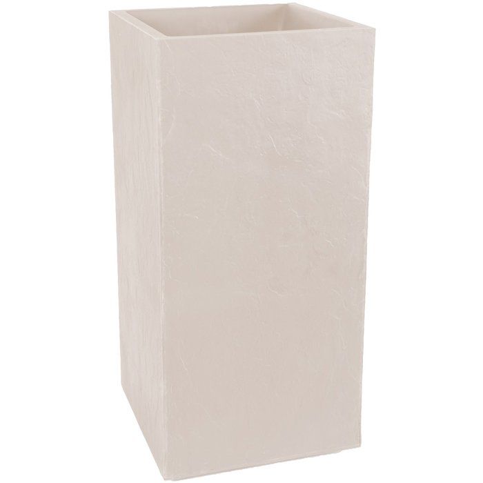 Bac à Fleurs Carré Haut 40 cm - Beige Calcaire - EDA Volcania