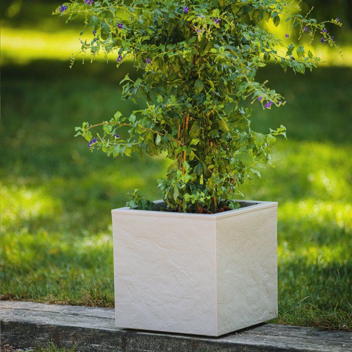 Image secondaire de Pot de Fleurs Carré Beige Calcaire 30 cm - EDA Volcania Up