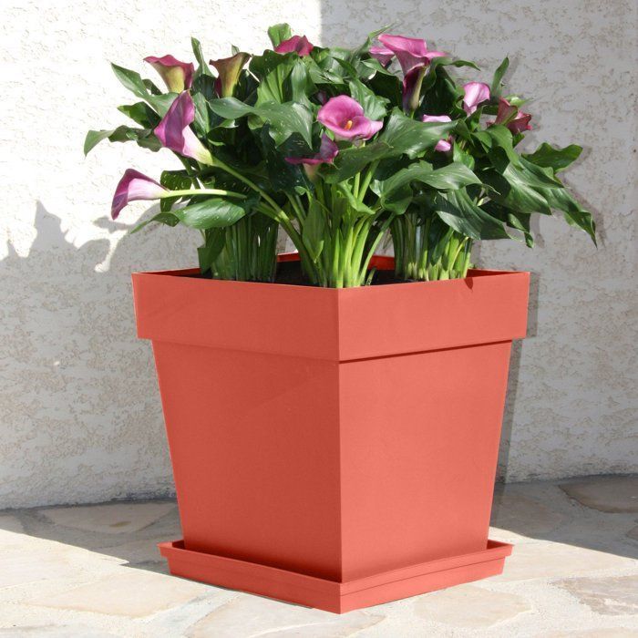 Image secondaire de Pot de Fleurs Carré Toscane 40 cm - EDA - Orange Terre Battue