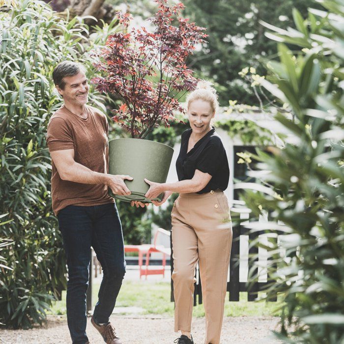 Image secondaire de Pot de Fleurs Conique Kaki Ø 50 cm - EDA Élément avec Drainage