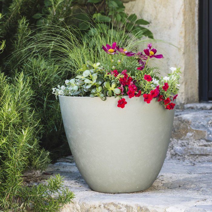 Image secondaire de Pot de Fleurs Rond Kaki Ø 50 cm - EDA Élément avec Drainage