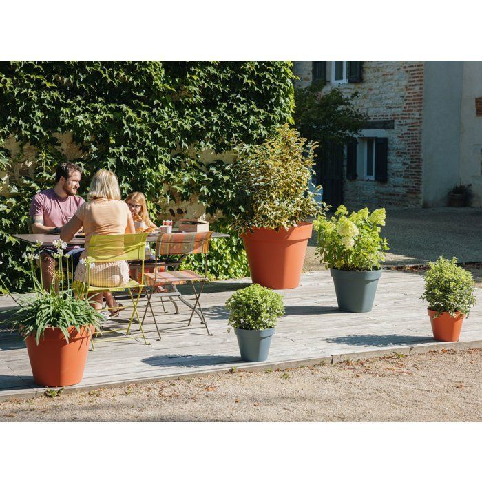 Image secondaire de Pot de Fleur Rond 30 cm - EDA Toscane - Bleu Jean