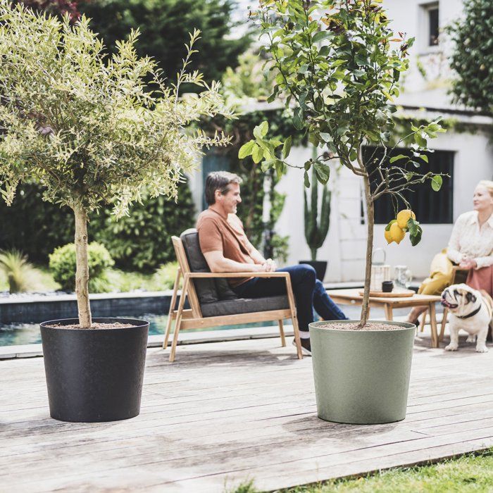 Image secondaire de Pot de Fleurs Conique Kaki Ø 40 cm - EDA Élément avec Drainage