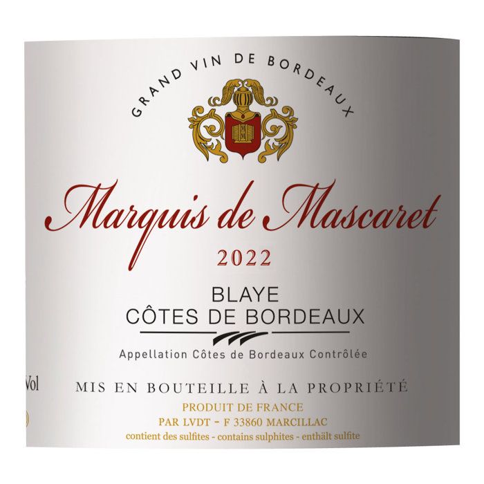 Image secondaire de Marquis de Mascaret 2022 - Vin Rouge Blaye Côtes de Bordeaux 75cl