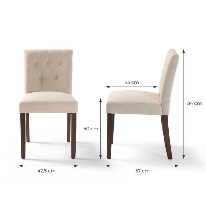 Chaise en tissu Beige et bois marron - L 47 x P 58 x H 84 cm - HANSON