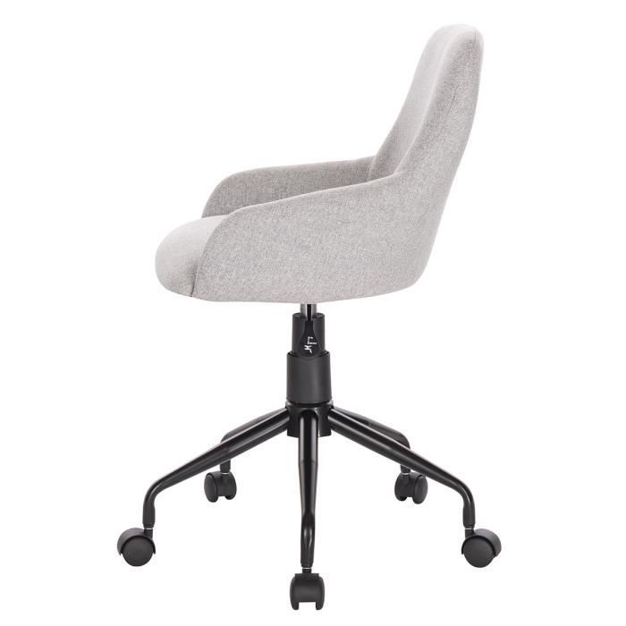 Chaise de bureau NEST - Tissu Gris - Ajustable - L 51 x P 53 x H 81/89 cm