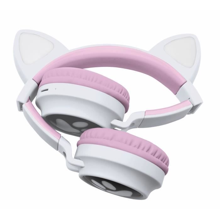 Casque audio 2-en-1 avec oreilles de chat pour écouter votre musique sans fil en Bluetooth 5.0