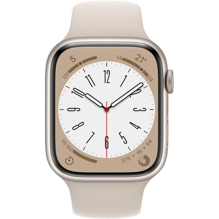 Apple Watch Series 8 GPS + Cellular - 45mm - Boîtier Starlight Aluminium - Bracelet Starlight Sport Band - Regular