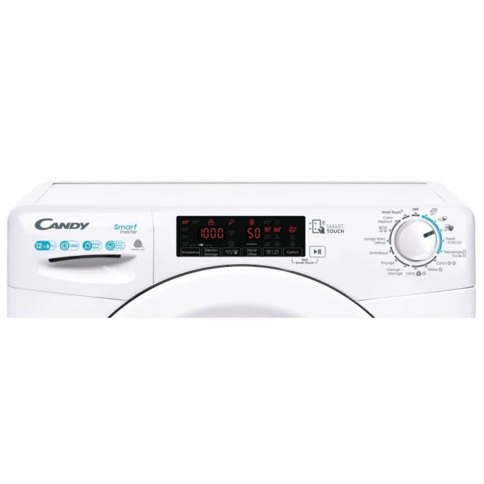 Lave-linge séchant CANDY CSWS4128TWME - 12 / 8 kg - Induction - 1400 trs/min - Vapeur - Connecté - Classe A - Blanc