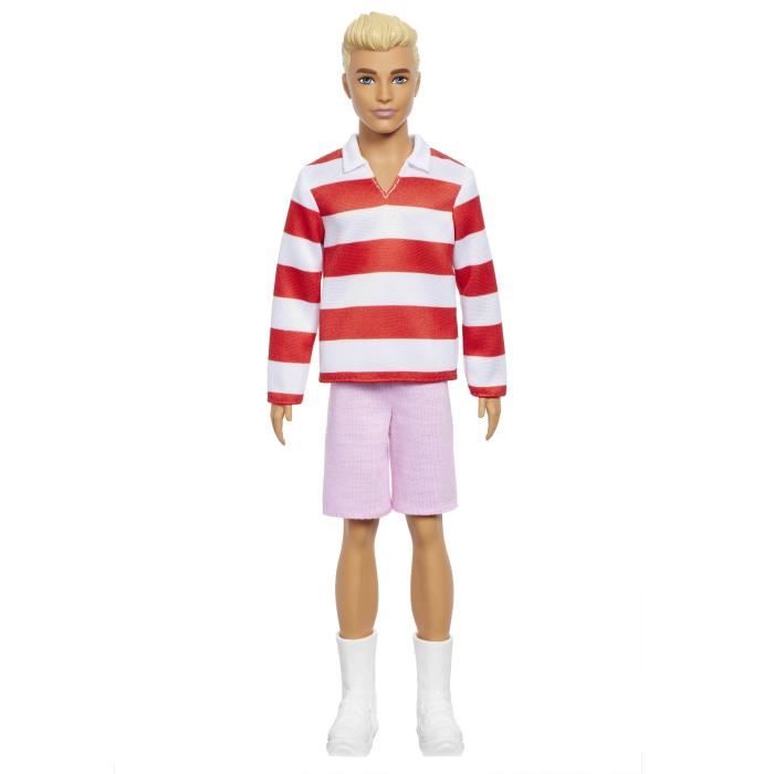 Barbie - Poupée Ken Fashionistas avec haut a rayures rouges et short - Barbie - HYV01
