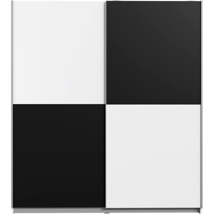 Armoire 2 portes coulissantes - Panneaux de particules - Blanc et noir - L 170,3 x P 61,2 x H 190,5 cm - ULOS