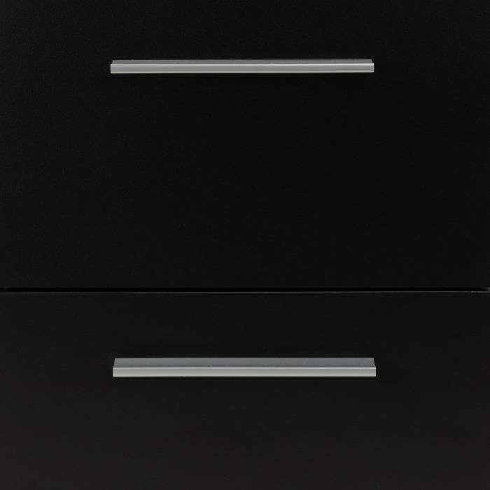 Buffet bas PILVI - 4 portes et 3 tiroirs - Blanc et noir mat - Contemporain - L 179,2 x P 42 x H 74,5 cm