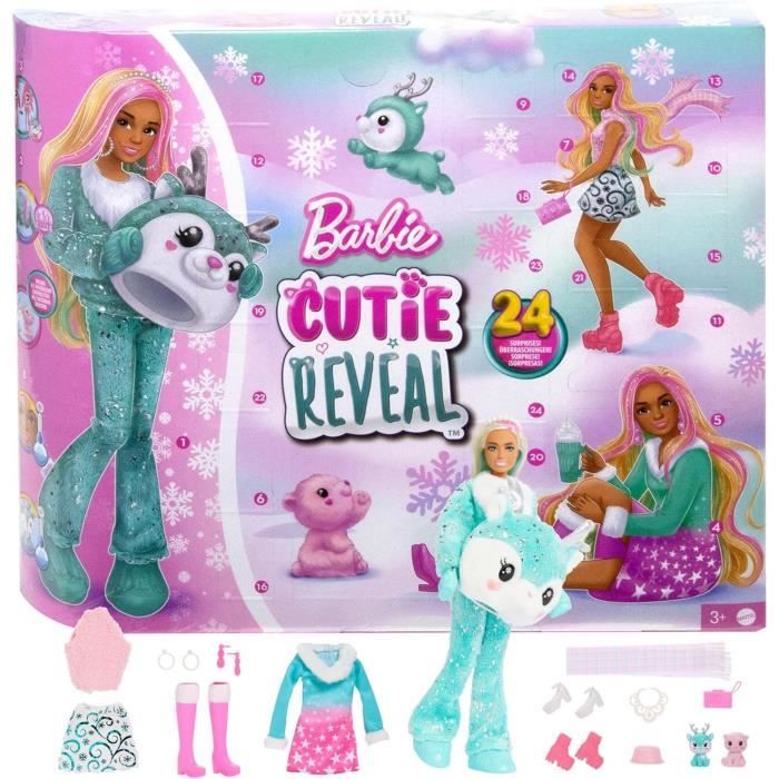 Barbie-Cutie Reveal Calendario dell'Avvento-1 bambola e 24 sorprese HJX76