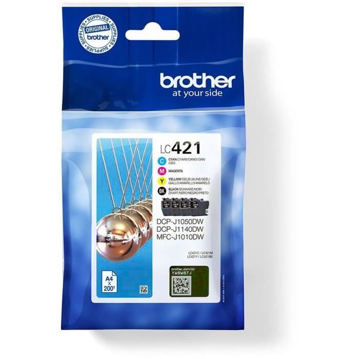 Confezione da 4 cartucce d'inchiostro LC421VAL - BROTHER - Nero, Ciano, Magenta e Giallo capacità standard di 200 pagine - Per DCP-J1050DW