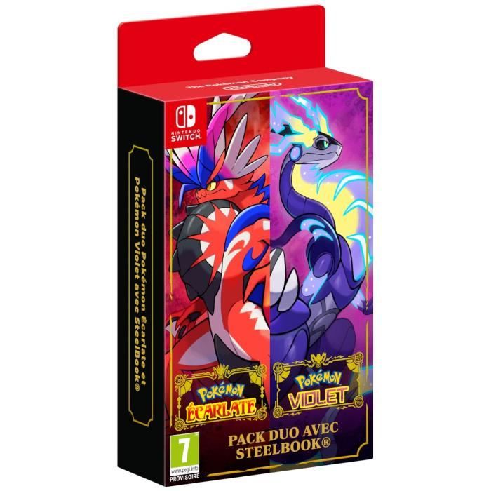 Pack Duo Pokémon Écarlate et Pokémon Violet avec Steelbook - Jeu Nintendo Switch