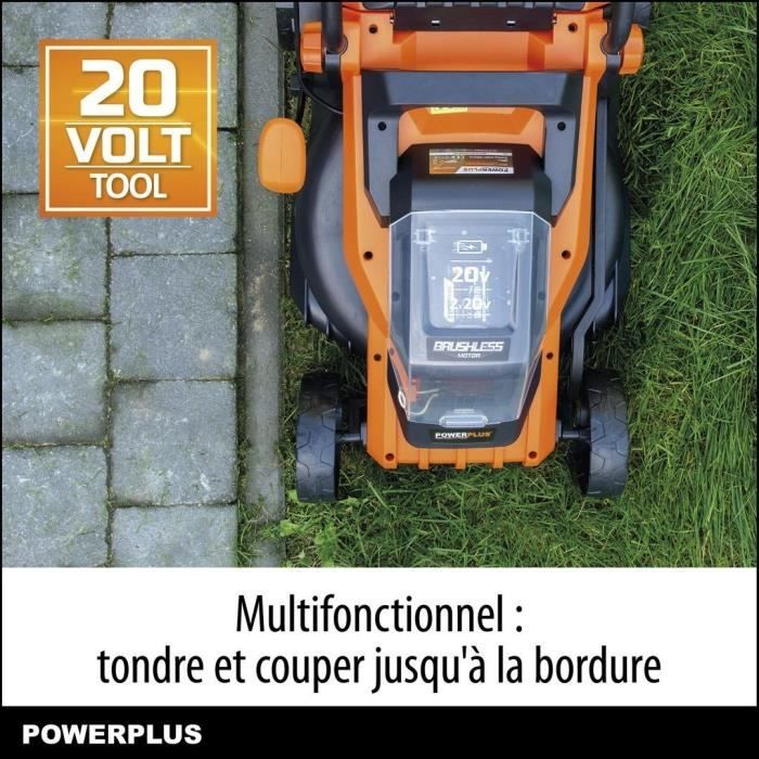 Image secondaire de Tondeuse a batterie 20V 34 cm de coupe DUAL POWER POWDPGLWS1 - Batterie 4Ah et chargeur inclus - Moteur brushless