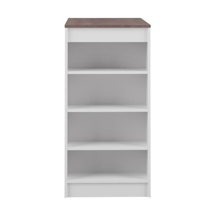 Table bar ARAVIS -Blanc et Béton 4 Niches - 2 a 4 personnes - Style contemporain -L 115 x P 50 x H 103 cm-SYMBIOSIS