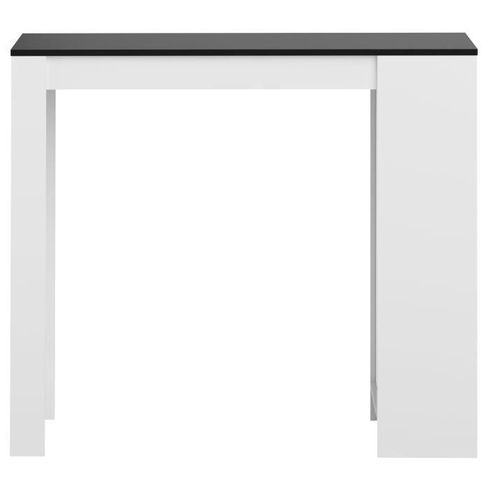 Table bar CURRY -Blanc et noir mat  4 Niches - 4 a 6 personnes - Style contemporain -L 115 x P 50 x H 103 cm-SYMBIOSIS