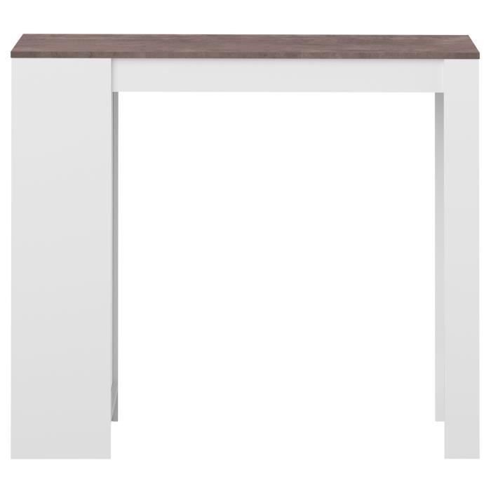 Table bar ARAVIS -Blanc et Béton  4 Niches - 2 a 4 personnes - Style contemporain  -L 115 x P 50 x H 103 cm-SYMBIOSIS