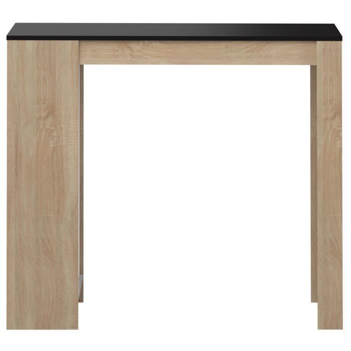 Table bar CURRY -Décor chene et noir mat  4 Niches - 4 a 6 personnes - Style contemporain -L 115 x P 50 x H 103 cm-SYMBIOSIS