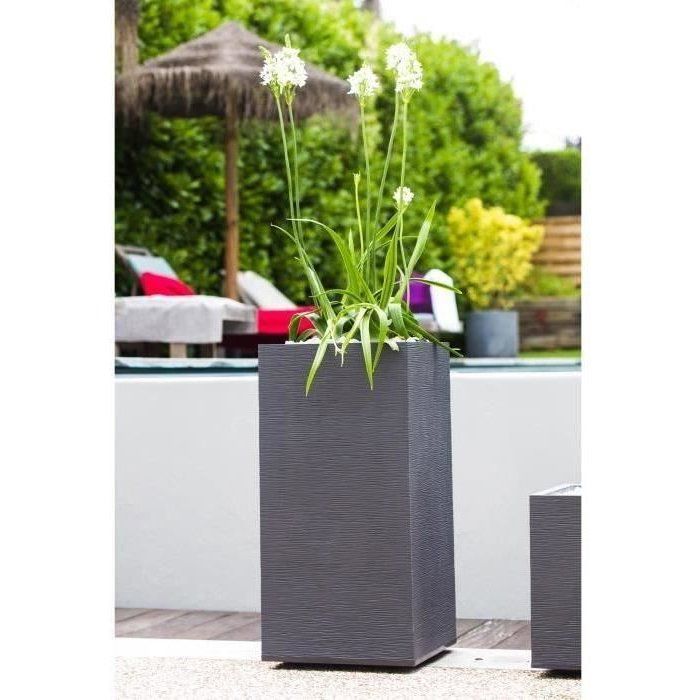 Image secondaire de Pot de Fleurs Carré Haut 40 cm - EDA - Gris Anthracite