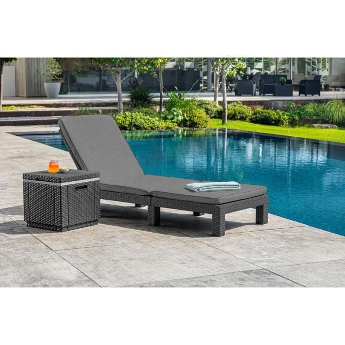 Image secondaire de Chaise Longue Daytona Deluxe en Résine Imitation Rotin - Gris Graphite