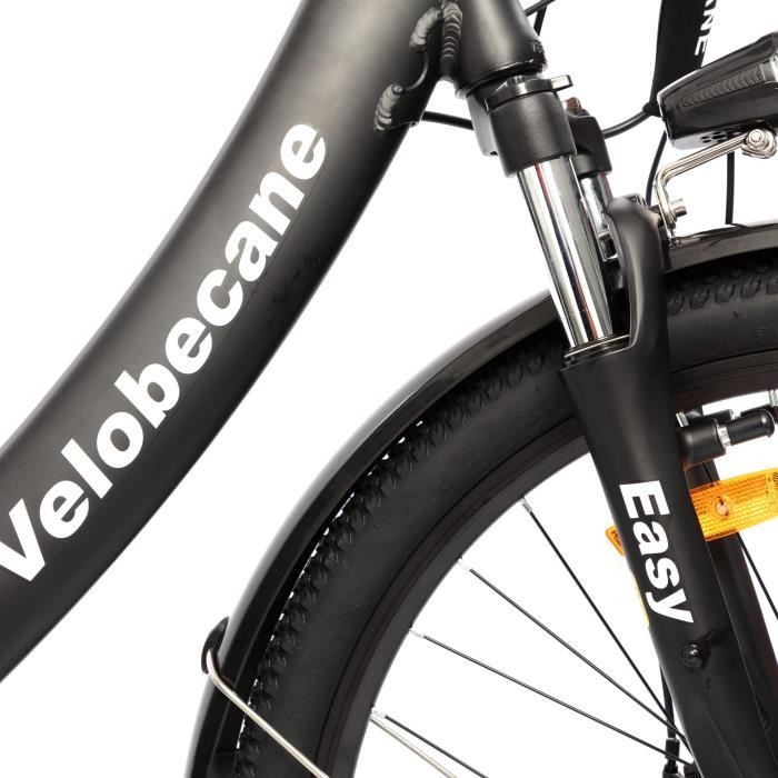 Vélo électrique - VELOBECANE - 26'' -7 Vitesses - Freins a disques - Autonomie 75km - Cadre alu - Gris