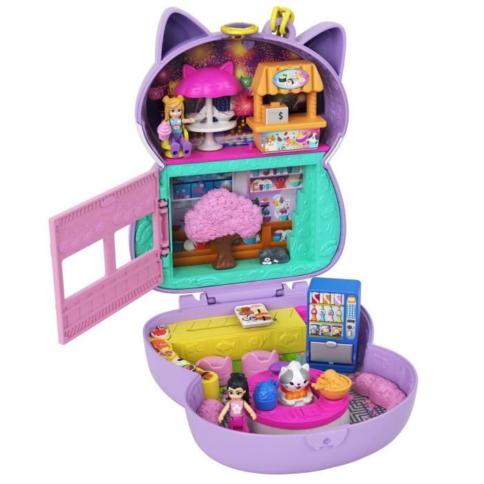 Polly Pocket - Coffret Chat Restaurant - poupée mini-univers - 4 ans et +