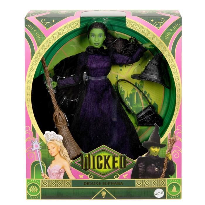 Image secondaire de Mattel-Wicked-Poupée Elphaba avec cheveux tressés et multiples poses - Wicked - HXY38