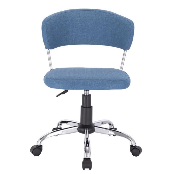 Chaise de bureau LOLY - Tissu Bleu - Ajustable - L 53 x P 55 x H 72/82 cm