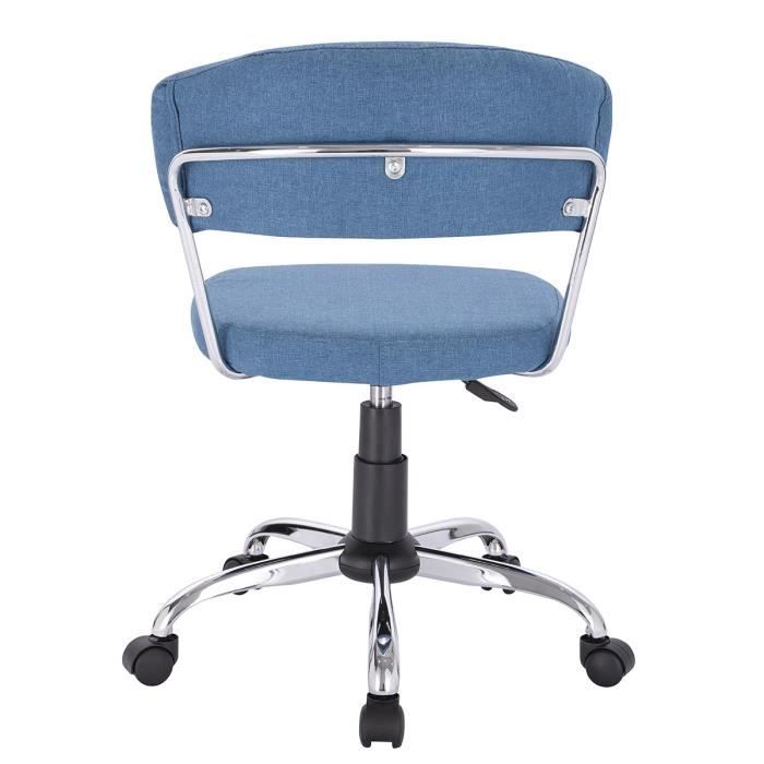 Chaise de bureau LOLY - Tissu Bleu - Ajustable - L 53 x P 55 x H 72/82 cm