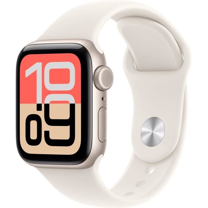 Apple Watch SE 3 GPS + Cellular - 40mm - Boîtier Starlight Aluminium - Bracelet Starlight Sport Band - S/M