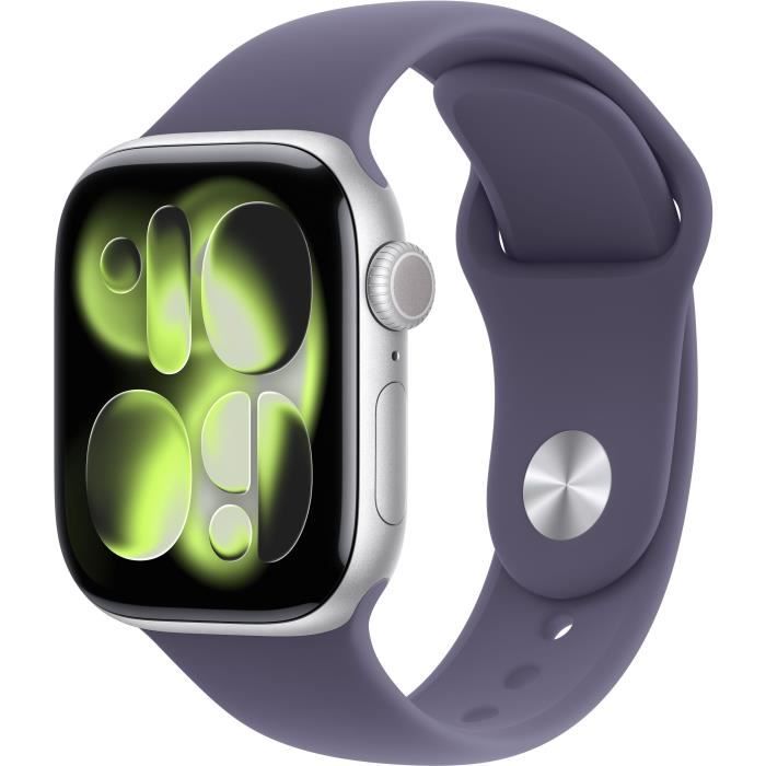 Apple Watch Series 11 GPS 42mm Aluminium Argent avec Bracelet Sport Violet