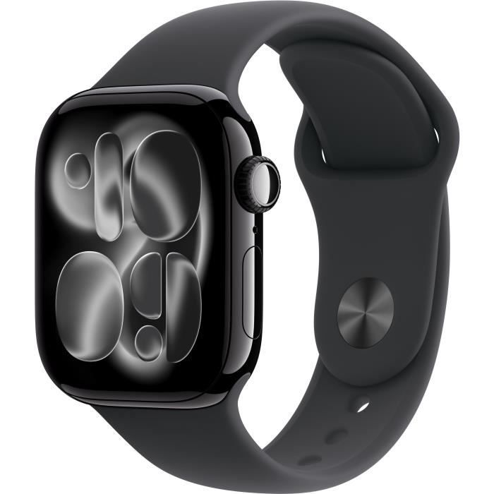 Apple Watch Series 11 GPS + Cellular - 42mm - Boîtier Jet Black Aluminium - Bracelet Black Sport Band - M/L