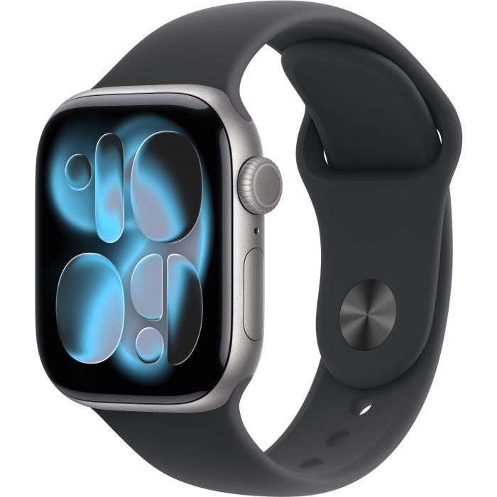 Apple Watch Series 11 GPS + Cellular - 42mm - Boîtier Space Grey Aluminium - Bracelet Black Sport Band - S/M