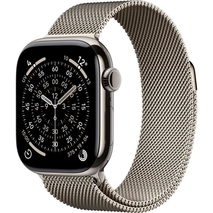 Apple Watch Series 11 GPS + Cellular - 42mm - Boîtier Natural Titanium - Bracelet Natural Milanese Loop