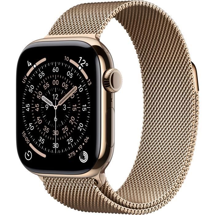 Apple Watch Series 11 GPS + Cellular - 42 mm - Caja de titanio dorado - Correa Milanese Loop dorada